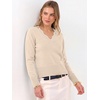 image:imageANRABESS Sweaters for Women Lightweight Fall Cropped  Long Sleeve V Neck Scalloped Pullover Top Soft Comfy Business Casual Work Outfits Travel Vacation Winter Layer ClothingAlmond White