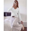 image:imageANRABESS Sweaters for Women Lightweight Fall Cropped  Long Sleeve V Neck Scalloped Pullover Top Soft Comfy Business Casual Work Outfits Travel Vacation Winter Layer ClothingWhite