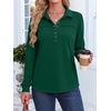 image:imageANRABESS Sweatshirt for Women Fall Long Sleeve Polo Shirts  V neck Grommet HalfPlacket French Terry HighLow Curved Hem Soft amp Comfortable Tunic Casual Going Out TopsDeep Green