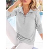 image:imageANRABESS Sweatshirt for Women Fall Long Sleeve Polo Shirts  V neck Grommet HalfPlacket French Terry HighLow Curved Hem Soft amp Comfortable Tunic Casual Going Out TopsGrey