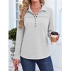 image:imageANRABESS Sweatshirt for Women Fall Long Sleeve Polo Shirts  V neck Grommet HalfPlacket French Terry HighLow Curved Hem Soft amp Comfortable Tunic Casual Going Out TopsGrey