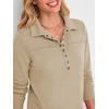 image:imageANRABESS Sweatshirt for Women Fall Long Sleeve Polo Shirts  V neck Grommet HalfPlacket French Terry HighLow Curved Hem Soft amp Comfortable Tunic Casual Going Out TopsApricot