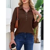 image:imageANRABESS Sweatshirt for Women Fall Long Sleeve Polo Shirts  V neck Grommet HalfPlacket French Terry HighLow Curved Hem Soft amp Comfortable Tunic Casual Going Out TopsCoffee