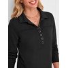 image:imageANRABESS Sweatshirt for Women Fall Long Sleeve Polo Shirts  V neck Grommet HalfPlacket French Terry HighLow Curved Hem Soft amp Comfortable Tunic Casual Going Out TopsBlack