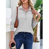 image:imageANRABESS Sweatshirt for Women Fall Long Sleeve Polo Shirts  V neck Grommet HalfPlacket French Terry HighLow Curved Hem Soft amp Comfortable Tunic Casual Going Out TopsGrey