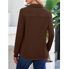 image:imageANRABESS Sweatshirt for Women Fall Long Sleeve Polo Shirts  V neck Grommet HalfPlacket French Terry HighLow Curved Hem Soft amp Comfortable Tunic Casual Going Out TopsCoffee