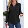 image:imageANRABESS Sweatshirt for Women Fall Long Sleeve Polo Shirts  V neck Grommet HalfPlacket French Terry HighLow Curved Hem Soft amp Comfortable Tunic Casual Going Out TopsBlack