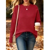 image:imageANRABESS Women Fall Oversized Long Batwing Sleeve Ribbed Sweaters  2026 Fall Fashion Outfits Crew Neck Slit Side Pullover TopCasual Winter Layering Clothing Work Travel amp Everyday WearRed