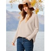 image:imageANRABESS Women Fall Oversized Long Batwing Sleeve Ribbed Sweaters  2026 Fall Fashion Outfits Crew Neck Slit Side Pullover TopCasual Winter Layering Clothing Work Travel amp Everyday WearAlmond
