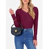 image:imageANRABESS Women Long Sleeve Ribbed Fitted Sweaters Top  Soft Fleece Knitted Lightweight Slim V Neck Shirts Casual Fall Outfits Going Out Work Office Tops Winter Layer ClothesBurgundy