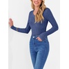 image:imageANRABESS Women Long Sleeve Ribbed Fitted Sweaters Top  Soft Fleece Knitted Lightweight Slim V Neck Shirts Casual Fall Outfits Going Out Work Office Tops Winter Layer ClothesDark Blue