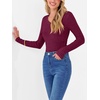 image:imageANRABESS Women Long Sleeve Ribbed Fitted Sweaters Top  Soft Fleece Knitted Lightweight Slim V Neck Shirts Casual Fall Outfits Going Out Work Office Tops Winter Layer ClothesBurgundy