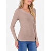 image:imageANRABESS Women Long Sleeve Ribbed Fitted Sweaters Top  Soft Fleece Knitted Lightweight Slim V Neck Shirts Casual Fall Outfits Going Out Work Office Tops Winter Layer ClothesTan