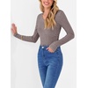 image:imageANRABESS Women Long Sleeve Ribbed Fitted Sweaters Top  Soft Fleece Knitted Lightweight Slim V Neck Shirts Casual Fall Outfits Going Out Work Office Tops Winter Layer ClothesCool Ash Brown