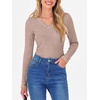 image:imageANRABESS Women Long Sleeve Ribbed Fitted Sweaters Top  Soft Fleece Knitted Lightweight Slim V Neck Shirts Casual Fall Outfits Going Out Work Office Tops Winter Layer ClothesTan