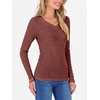 image:imageANRABESS Women Long Sleeve Ribbed Fitted Sweaters Top  Soft Fleece Knitted Lightweight Slim V Neck Shirts Casual Fall Outfits Going Out Work Office Tops Winter Layer ClothesRust Orange