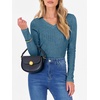 image:imageANRABESS Women Long Sleeve Ribbed Fitted Sweaters Top  Soft Fleece Knitted Lightweight Slim V Neck Shirts Casual Fall Outfits Going Out Work Office Tops Winter Layer ClothesTeal