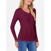 image:imageANRABESS Women Long Sleeve Ribbed Fitted Sweaters Top  Soft Fleece Knitted Lightweight Slim V Neck Shirts Casual Fall Outfits Going Out Work Office Tops Winter Layer ClothesBurgundy