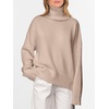 image:imageANRABESS Women Turtleneck Oversized Long Sleeve Knit Sweater  Soft Chunky Loose Fit High Low Hem Pullover Sweaters Casual Work Office Going Out Travel Fall OutfitsWarm Winter ClothesBright Tan