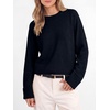 image:imageANRABESS Womens Cropped Crewneck Long Sleeve Pullover Sweaters  Fall Lightweight Business Casual Shirts Soft Ribbed Hem Rolled Cuffs Knit Tops Daily Office Work Winter Layer ClothesNavy Blue