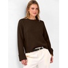 image:imageANRABESS Womens Cropped Crewneck Long Sleeve Pullover Sweaters  Fall Lightweight Business Casual Shirts Soft Ribbed Hem Rolled Cuffs Knit Tops Daily Office Work Winter Layer ClothesCoffee