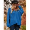 image:imageANRABESS Womens Fall Fashion Oversized Scoop V Neck Batwing Sleeve Sweater  Off Shoulder Wear Long Sleeve Ribbed Hem Pullover Sweater Loose Slouchy Fit Chunky Knit Soft Warm Outfits Winter ClothingAzure