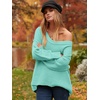 image:imageANRABESS Womens Fall Fashion Oversized Scoop V Neck Batwing Sleeve Sweater  Off Shoulder Wear Long Sleeve Ribbed Hem Pullover Sweater Loose Slouchy Fit Chunky Knit Soft Warm Outfits Winter ClothingLight Blue