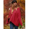 image:imageANRABESS Womens Fall Fashion Oversized Scoop V Neck Batwing Sleeve Sweater  Off Shoulder Wear Long Sleeve Ribbed Hem Pullover Sweater Loose Slouchy Fit Chunky Knit Soft Warm Outfits Winter ClothingRed