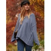 image:imageANRABESS Womens Fall Fashion Oversized Scoop V Neck Batwing Sleeve Sweater  Off Shoulder Wear Long Sleeve Ribbed Hem Pullover Sweater Loose Slouchy Fit Chunky Knit Soft Warm Outfits Winter ClothingGray