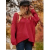 image:imageANRABESS Womens Fall Fashion Oversized Scoop V Neck Batwing Sleeve Sweater  Off Shoulder Wear Long Sleeve Ribbed Hem Pullover Sweater Loose Slouchy Fit Chunky Knit Soft Warm Outfits Winter ClothingRed