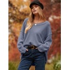 image:imageANRABESS Womens Fall Fashion Oversized Scoop V Neck Batwing Sleeve Sweater  Off Shoulder Wear Long Sleeve Ribbed Hem Pullover Sweater Loose Slouchy Fit Chunky Knit Soft Warm Outfits Winter ClothingGray