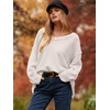 image:imageANRABESS Womens Fall Fashion Oversized Scoop V Neck Batwing Sleeve Sweater  Off Shoulder Wear Long Sleeve Ribbed Hem Pullover Sweater Loose Slouchy Fit Chunky Knit Soft Warm Outfits Winter ClothingWhite