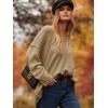 image:imageANRABESS Womens Fall Fashion Oversized Scoop V Neck Batwing Sleeve Sweater  Off Shoulder Wear Long Sleeve Ribbed Hem Pullover Sweater Loose Slouchy Fit Chunky Knit Soft Warm Outfits Winter ClothingBrown