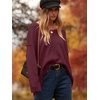 image:imageANRABESS Womens Fall Fashion Oversized Scoop V Neck Batwing Sleeve Sweater  Off Shoulder Wear Long Sleeve Ribbed Hem Pullover Sweater Loose Slouchy Fit Chunky Knit Soft Warm Outfits Winter ClothingWine Red