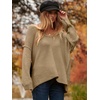 image:imageANRABESS Womens Fall Fashion Oversized Scoop V Neck Batwing Sleeve Sweater  Off Shoulder Wear Long Sleeve Ribbed Hem Pullover Sweater Loose Slouchy Fit Chunky Knit Soft Warm Outfits Winter ClothingBrown
