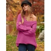 image:imageANRABESS Womens Fall Fashion Oversized Scoop V Neck Batwing Sleeve Sweater  Off Shoulder Wear Long Sleeve Ribbed Hem Pullover Sweater Loose Slouchy Fit Chunky Knit Soft Warm Outfits Winter ClothingRose