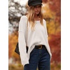 image:imageANRABESS Womens Fall Fashion Oversized Scoop V Neck Batwing Sleeve Sweater  Off Shoulder Wear Long Sleeve Ribbed Hem Pullover Sweater Loose Slouchy Fit Chunky Knit Soft Warm Outfits Winter ClothingWhite