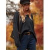 image:imageANRABESS Womens Fall Fashion Oversized Scoop V Neck Batwing Sleeve Sweater  Off Shoulder Wear Long Sleeve Ribbed Hem Pullover Sweater Loose Slouchy Fit Chunky Knit Soft Warm Outfits Winter ClothingBlack