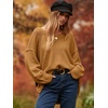 image:imageANRABESS Womens Fall Fashion Oversized Scoop V Neck Batwing Sleeve Sweater  Off Shoulder Wear Long Sleeve Ribbed Hem Pullover Sweater Loose Slouchy Fit Chunky Knit Soft Warm Outfits Winter ClothingCamel