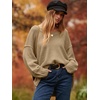 image:imageANRABESS Womens Fall Fashion Oversized Scoop V Neck Batwing Sleeve Sweater  Off Shoulder Wear Long Sleeve Ribbed Hem Pullover Sweater Loose Slouchy Fit Chunky Knit Soft Warm Outfits Winter ClothingBrown