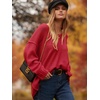 image:imageANRABESS Womens Fall Fashion Oversized Scoop V Neck Batwing Sleeve Sweater  Off Shoulder Wear Long Sleeve Ribbed Hem Pullover Sweater Loose Slouchy Fit Chunky Knit Soft Warm Outfits Winter ClothingRed