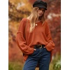 image:imageANRABESS Womens Fall Fashion Oversized Scoop V Neck Batwing Sleeve Sweater  Off Shoulder Wear Long Sleeve Ribbed Hem Pullover Sweater Loose Slouchy Fit Chunky Knit Soft Warm Outfits Winter ClothingBrick