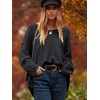 image:imageANRABESS Womens Fall Fashion Oversized Scoop V Neck Batwing Sleeve Sweater  Off Shoulder Wear Long Sleeve Ribbed Hem Pullover Sweater Loose Slouchy Fit Chunky Knit Soft Warm Outfits Winter ClothingBlack