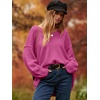 image:imageANRABESS Womens Fall Fashion Oversized Scoop V Neck Batwing Sleeve Sweater  Off Shoulder Wear Long Sleeve Ribbed Hem Pullover Sweater Loose Slouchy Fit Chunky Knit Soft Warm Outfits Winter ClothingRose