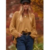 image:imageANRABESS Womens Fall Fashion Oversized Scoop V Neck Batwing Sleeve Sweater  Off Shoulder Wear Long Sleeve Ribbed Hem Pullover Sweater Loose Slouchy Fit Chunky Knit Soft Warm Outfits Winter ClothingCamel