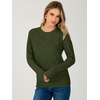 image:imageANRABESS Womens Fall Long Sleeve Argyle Knit Sweaters  Soft Ribbed Knit Crewneck Pullover Tops Comfort Winter Classic Layering Clothes 2026 Casual Everyday WearArmy Green