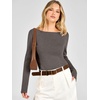 image:imageANRABESS Womens Fall Long Sleeve Boat Neck Lightweight Sweaters  Wool Blend Soft Knit Comfy Soft Slim Fit Pullover Top Business Casual Work Outfits Spring Winter ClothingDrak Taupe