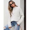 image:imageANRABESS Womens Mock Neck Cable Knit Sweaters  Oversized Long Sleeve Turtle Neck Tunic Sweater Soft Comfort Breathable 2026 Fall Winter Daily Wear ClothesWhite
