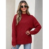 image:imageANRABESS Womens Mock Neck Cable Knit Sweaters  Oversized Long Sleeve Turtle Neck Tunic Sweater Soft Comfort Breathable 2026 Fall Winter Daily Wear ClothesRed