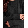 image:imageANRABESS Womens Oversized Cable Knit Fall Pullover Sweaters  Long Sleeve Crewneck Casual Chunky Tops Quiet Luxury Style Easy Layering Piece 2026 Winter Fashion Holiday OutfitsBlack
